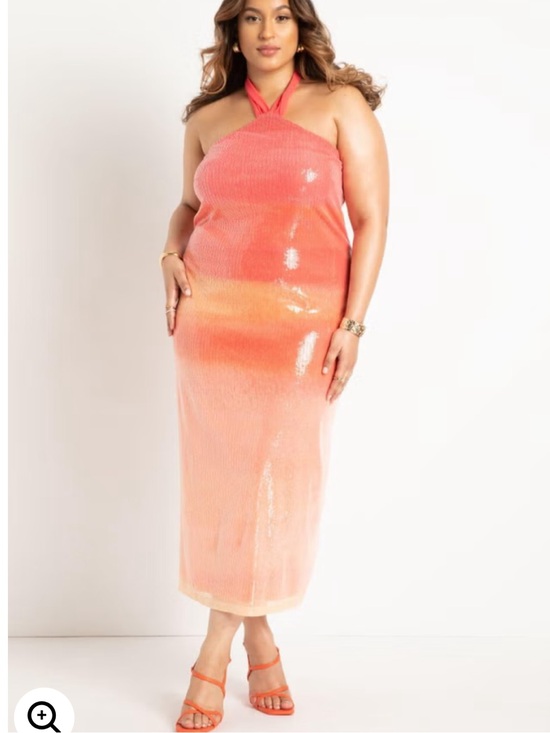 Eloquii Other - Eloquii Halter Sequin Midi Slip Dress Coral Ombre Size 14 Cocktail Party